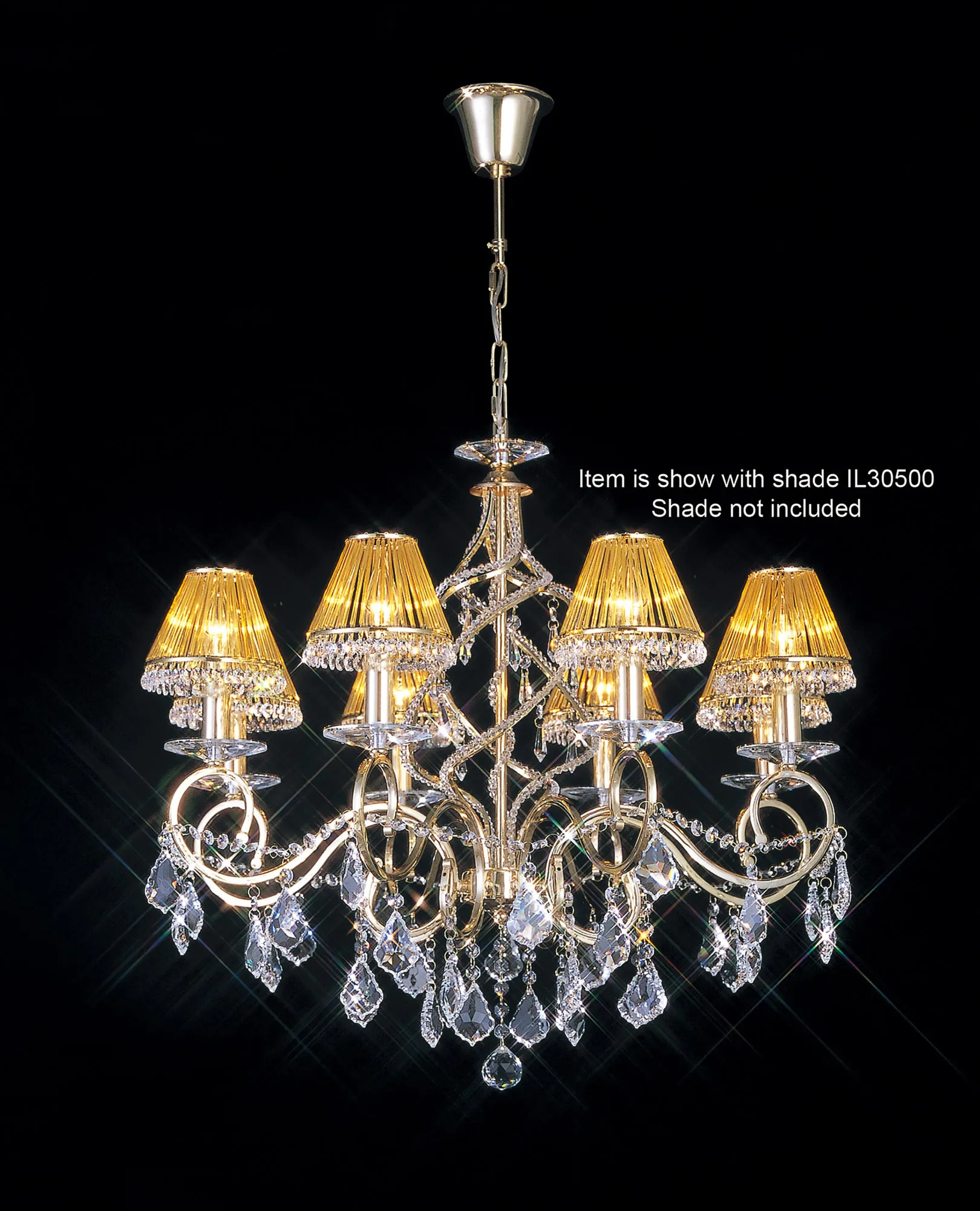 Torino French Gold Crystal Ceiling Lights Diyas Multi Arm Crystal Fittings